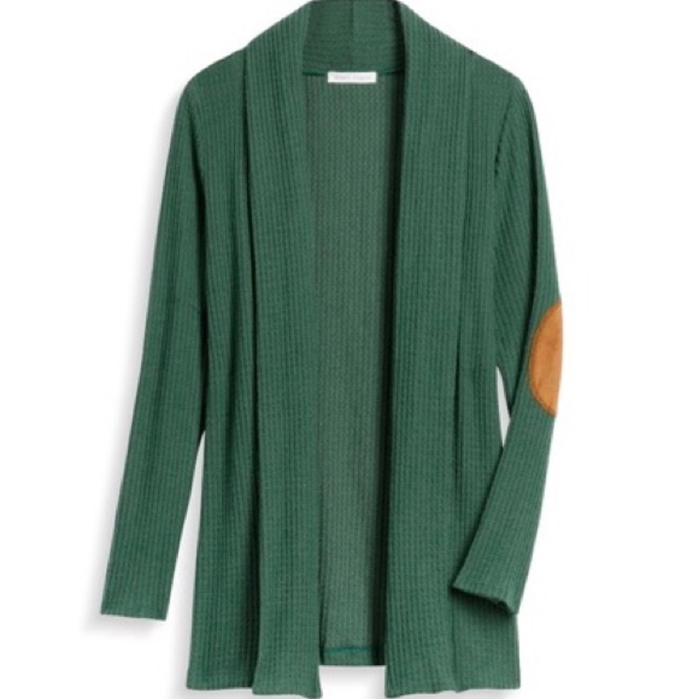 Honey Punch Elbow Patch Cardigan (Emerald Green)
